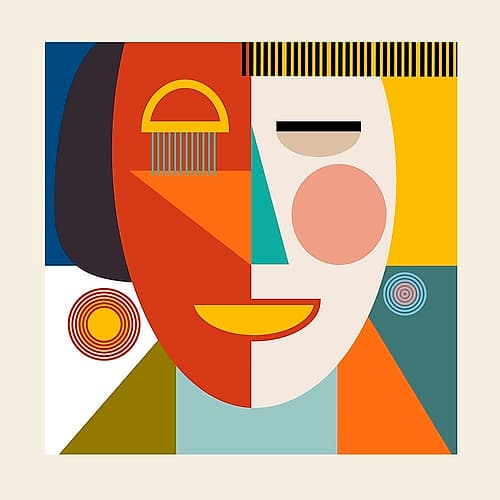 Faces Stripes Minimal Kopie Art Print