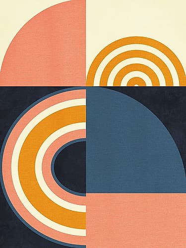 Rainbow Plus Shapes  Blue Mustard9 Art Print