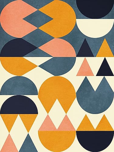 Rainbow Plus Shapes  Blue Mustard6 Art Print