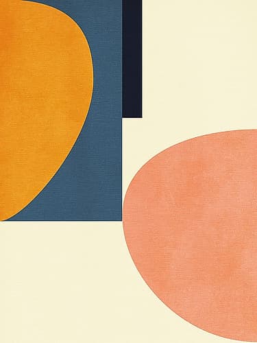 Rainbow Plus Shapes  Blue Mustard1 Art Print