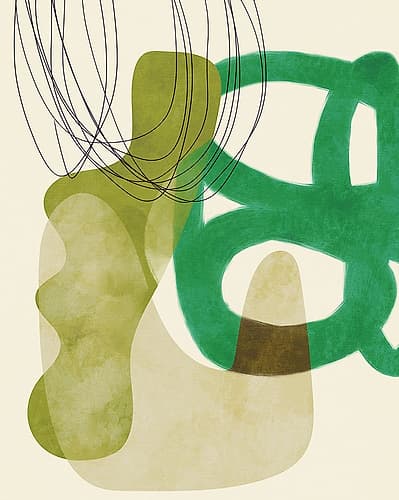 Painted Lines Green Tan Kopie Art Print