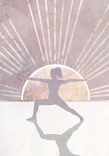 Pink Gold Sun Yoga 7 Figurative Print