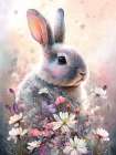 Rabbit and Flowers 2 Art Print