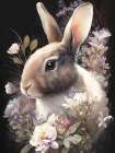 Rabbit and Flowers 3 Art Print