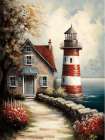 Sea and Light House Art Print