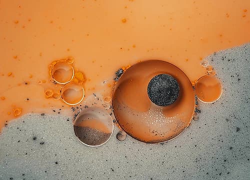 Fluid Orange Grey Silver Macro Photo Abstract Art Print
