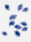 Navy Abstract Scattered Leaves Silhouette Art Print