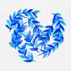 Leaves Curved Blue Art Print