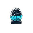 Cactus 2 Desert Plant Blue Black Art Print