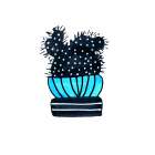 Cactus 3 Desert Plant Blue Black Art Print