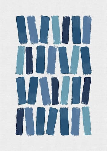 Blue Brush Strokes Minimalist Print