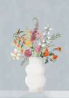 Flowers In Vase, Blue Art Print