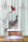 Zebra Parrots A Bubbles Art Print