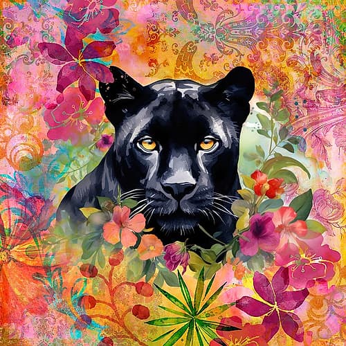 Cheetah Tropical Garden Art Print