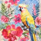 Cockatoos Tropical Garden Art Print