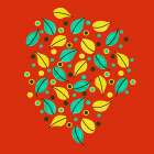 Fallen Leaves On Orange Botanical Print