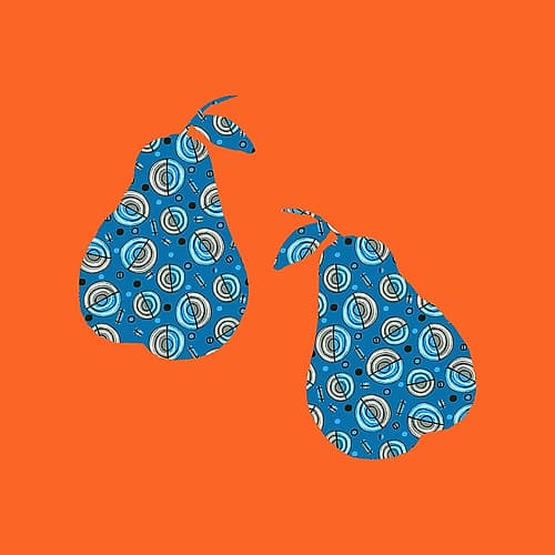 Pears Blue Circles On Orange Pears Art Print