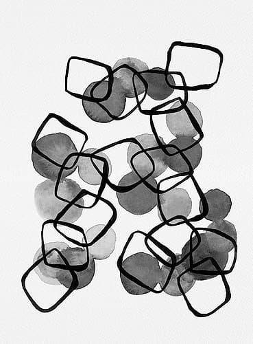 Black And White Shapes Chain Abstract Art Print