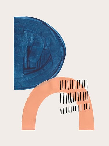 Tan Teal Bounce Minimalist Print