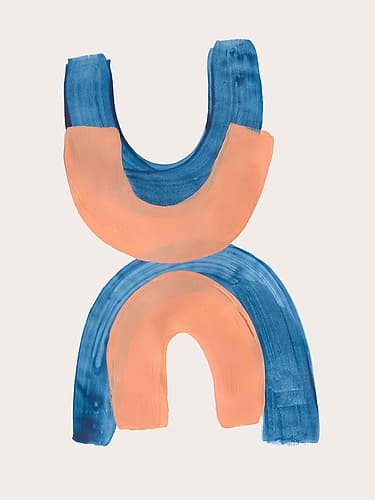 Tan Teal Helix Minimalist Print