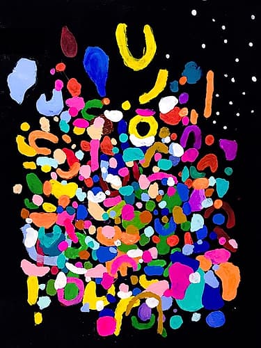 Rainbow Rain At Night Abstract Art Print