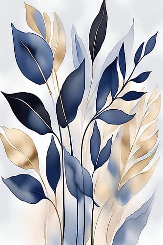 Leaves In Blue 2 Abstract Art Print