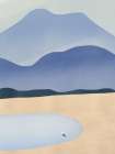 Tiny Against Mountains Art Print