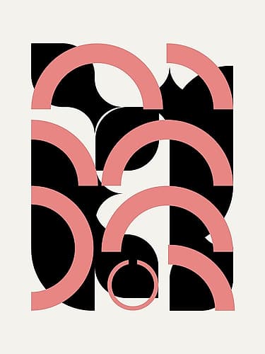 Geometrical Semi Circles In Pink Minimalist Print