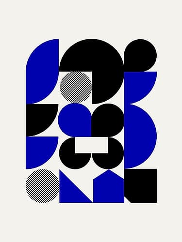 Blue And Black Geometrical Shapes Minimalist Print