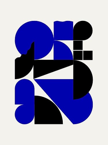 Abstract Geometrical Shapes In Blue Abstract Art Print