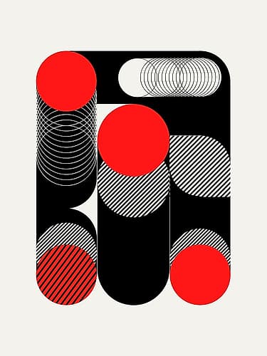 Geometrical Play With Coil And Stripes Art Print