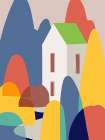 Cottage In Rainbow Island Art Print