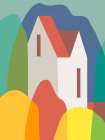 The Red Roof Cottage Art Print