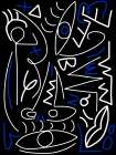 Line Art In White and Ultramarine Art Print