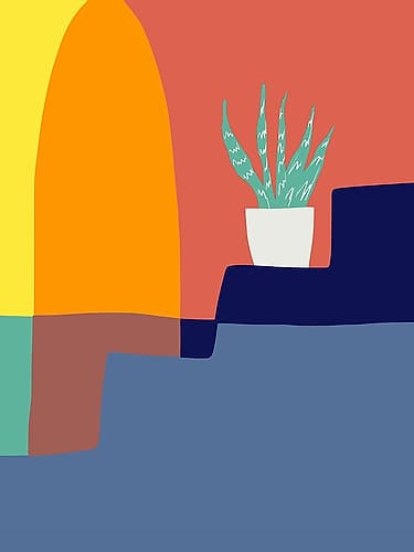 Aloe Vera In Multicolors Abstract Art Print