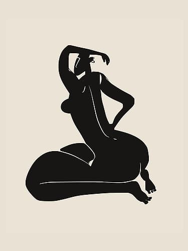 Curvy Nude In Black Art Print