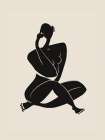 Nude Sitting Pose In Black Art Print