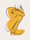Self Hug Nude In Linear Abstract Art Print