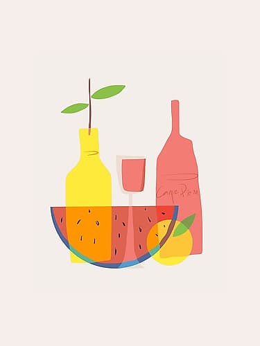 Still Life With Wine and Bottles Minimalist Print