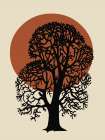 Sun and Tree In Bold Landscape Print