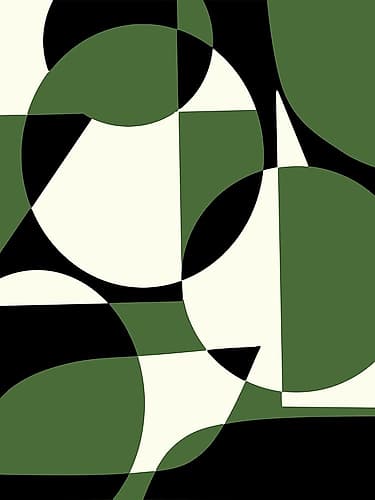 Geometrical Green And Black Minimalist Print