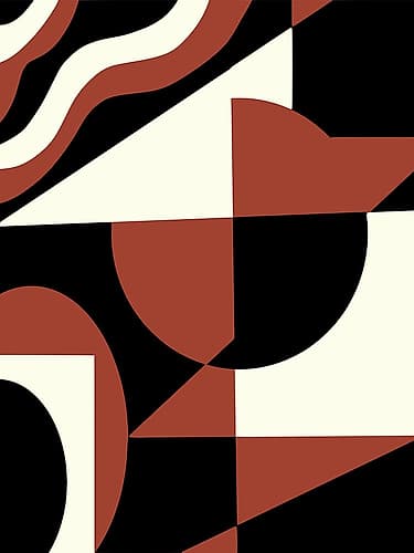 Geometrical Red And Black Minimalist Print