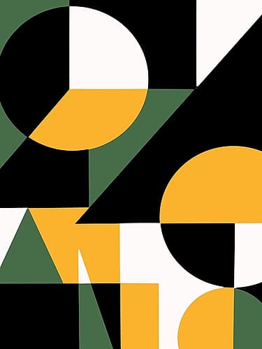 Geometrical Yellow Green And Black Minimalist Print