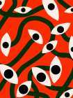 Evil Eyes Blossom In Red Art Print