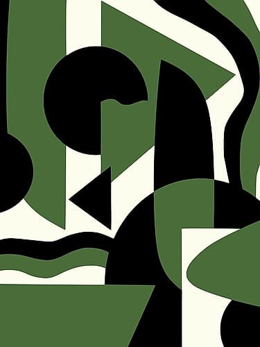 Geometrical Green Abstract Maximalist Minimalist Print