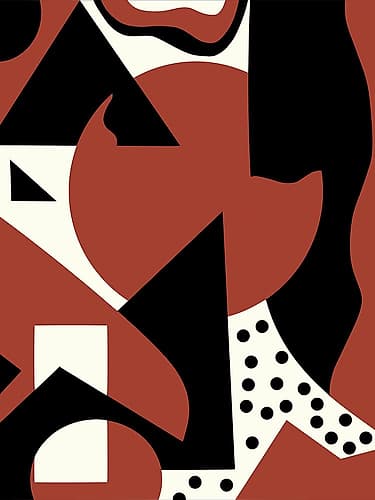 Geometrical Red Abstract Maximalist Abstract Art Print