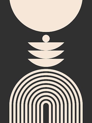 Mid Century In Monochrome Abstract Art Print