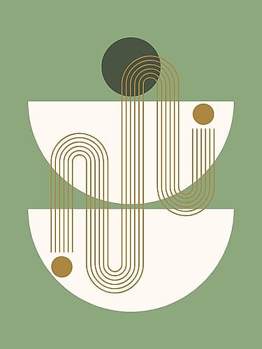 Mid Century In Sage Green Minimalist Print