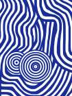 Blue And White Striped Seated Nude Art Print