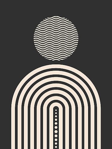 Mid Century Geometrical In Black Art Print